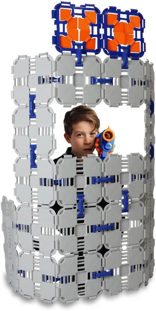 1 Pack - Kids Fort Building Kit - Creative Nerf War Playset - Build Nerf Bunker & Targets - Durable War Obstacles for Battles & Laser Tag