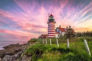 1000 Pieces Jigsaw Puzzle for Adults, West Quoddy Head Lighthouse Wooden Jigsaw Puzzle, Exercise Memory Relieve Stress Game Jigsaw Puzzle Family Activities Decompression Gifts