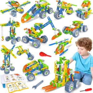12 in 1 STEM Toys for 4 5 6 7 8  Year Old Boy Girl Birthday Gifts Educational Building Toys for Kid Age 4-8 5-7 6-8 8-12 Building Blocks Erector Set Construction Toy Creative Games Toy 152 Pcs