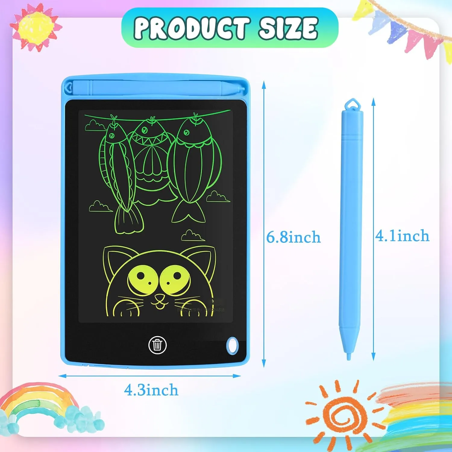 12 Pack LCD Writing Tablet for Kids 6.5 inch, Colorful Drawing Board with One-Click Erase, Lock, and Stylus, No Blue-ray Screen, Drawing Pad Toy for Ages 3-12 Boys and Girls Gifts (Pink, Blue, Black)