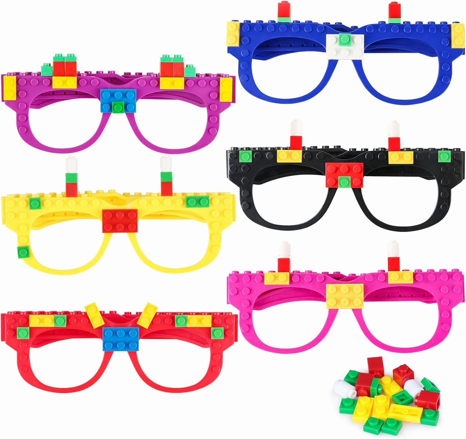 12 Pcs Building Bricks Glasses Building Blocks Games for Kids Birthday Party Favors Supplies, Boys Girls Carnival Party Games