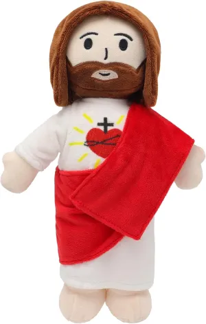 13" Jesus Plush Toy Jesus Stuffed Animal Heart of Plushie Savior Doll for Church Sunday School Religious Easter Gift for Children Kids