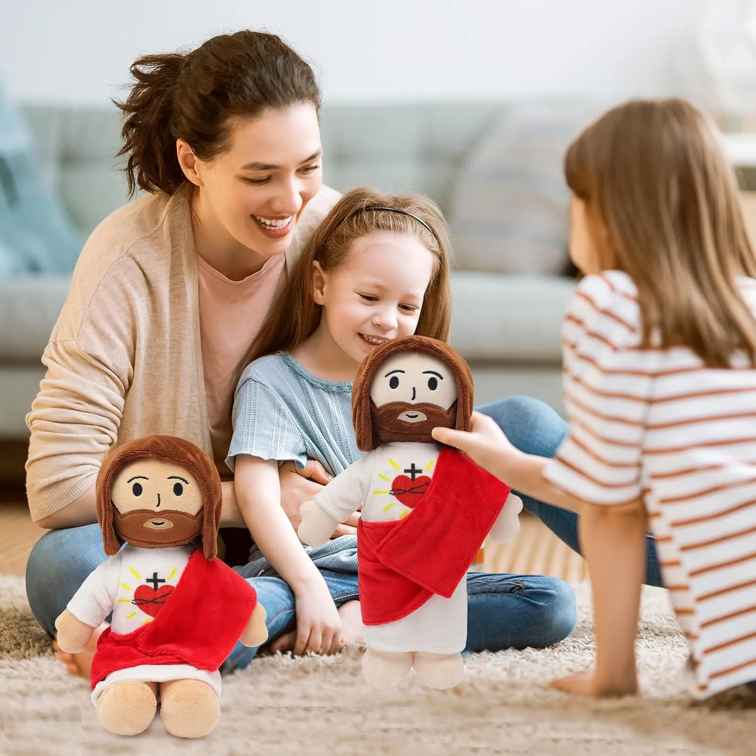 13" Jesus Plush Toy Jesus Stuffed Animal Heart of Plushie Savior Doll for Church Sunday School Religious Easter Gift for Children Kids