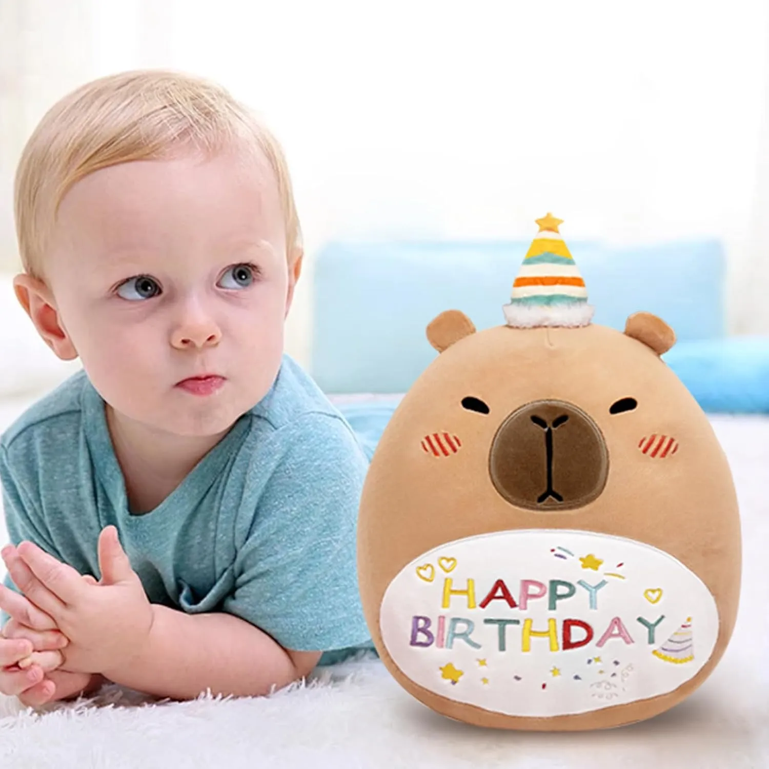 14" Capybara Soft Plush Stuffed Animal Pillow Cute Capybara Toy Gift for Kids Boys Girls (Birhtday Capybara Plush Pillow)