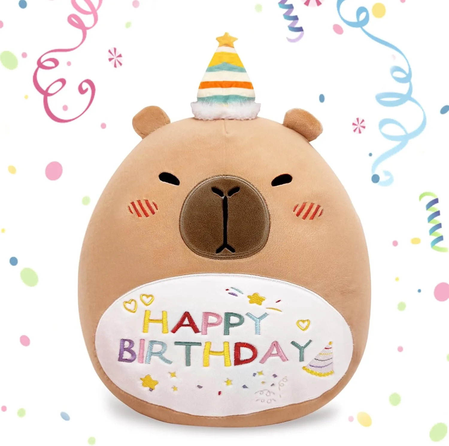 14" Capybara Soft Plush Stuffed Animal Pillow Cute Capybara Toy Gift for Kids Boys Girls (Birhtday Capybara Plush Pillow)