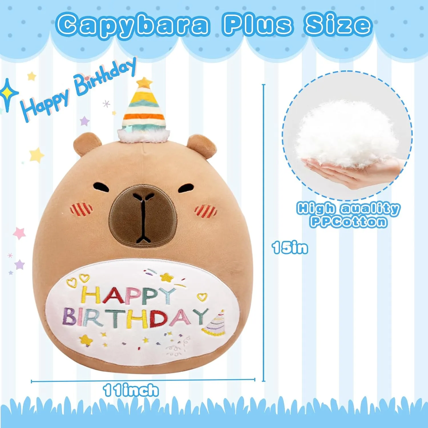 14" Capybara Soft Plush Stuffed Animal Pillow Cute Capybara Toy Gift for Kids Boys Girls (Birhtday Capybara Plush Pillow)