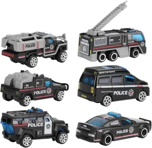 1:64 Car Model Toy, 6 Sets Of Alloy Plastic Simulation Cars, Firefighting, Off Road, Pickups, Sports Cars, Racing Cars For Boys Kids (A Special Police Series) Classic Toys