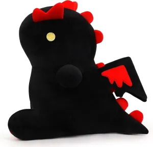 18" Cute Dinosaur Plush Toy Soft Plushie Figure Toys, Fat Dino Stuffed Animal Dolls, Squishy Plush Pillow for Anxiety Relief, Birthday Gifts for Kids Girls Boys, Black