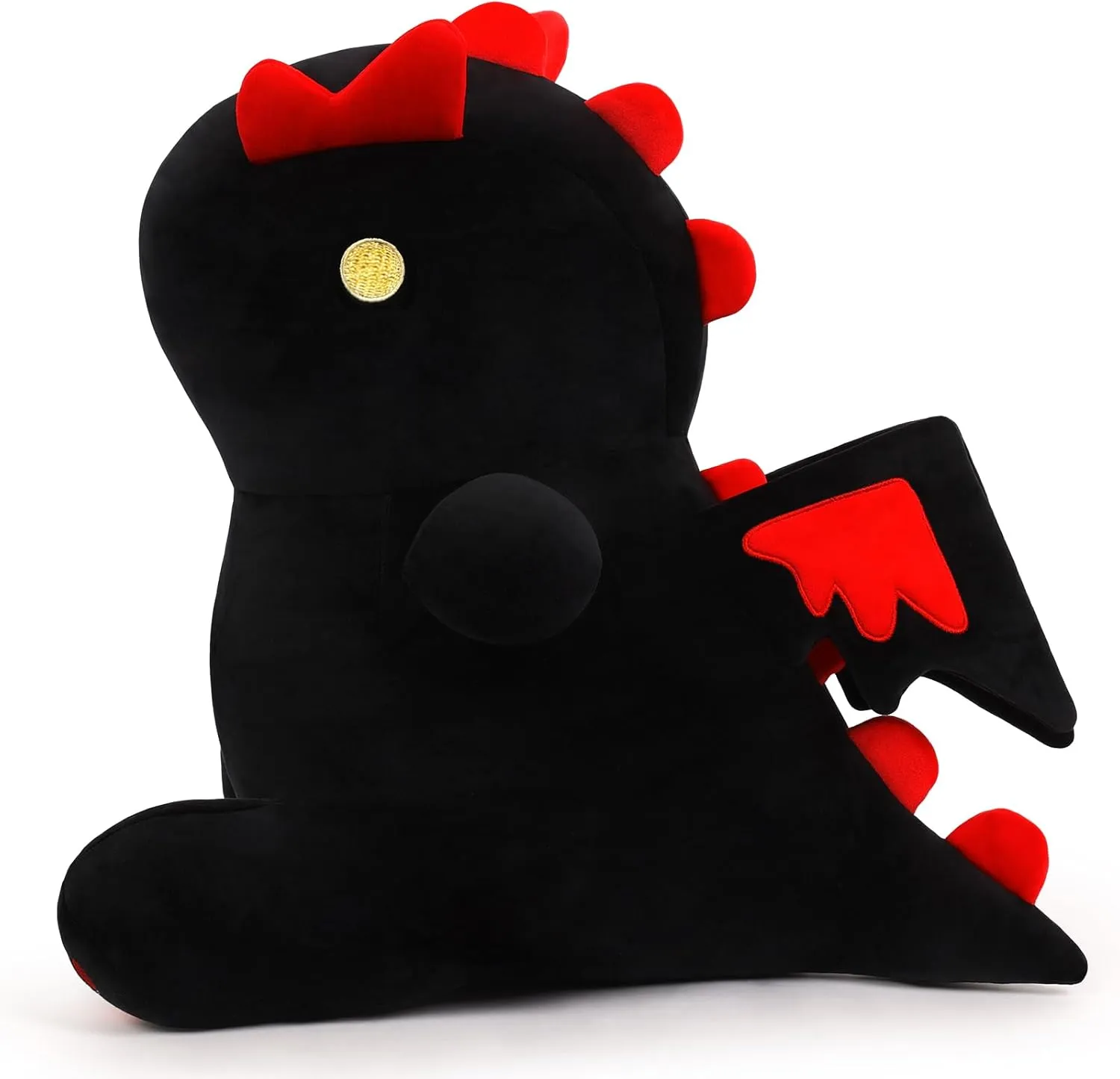 18" Cute Dinosaur Plush Toy Soft Plushie Figure Toys, Fat Dino Stuffed Animal Dolls, Squishy Plush Pillow for Anxiety Relief, Birthday Gifts for Kids Girls Boys, Black