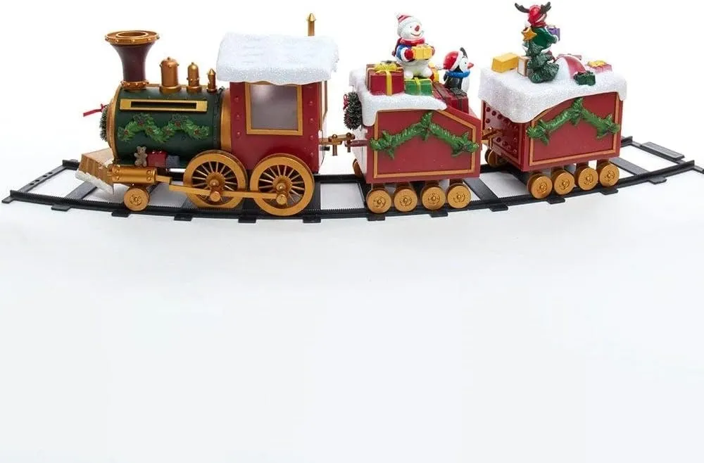 19.7-inch Battery-Operated Light Up Musical Santa Train Set 3 Piece Multi Color Plastic