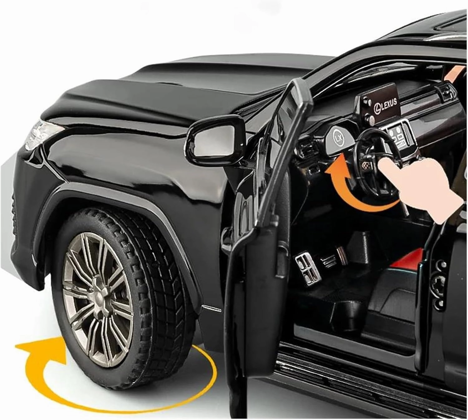 1 24 for Lexus LX600 SUV Alloy Car Model Sound and Light Pull Back Car Enthusiasts Collectibles Birthday Gift Simulation Vehicle Playset(Black)