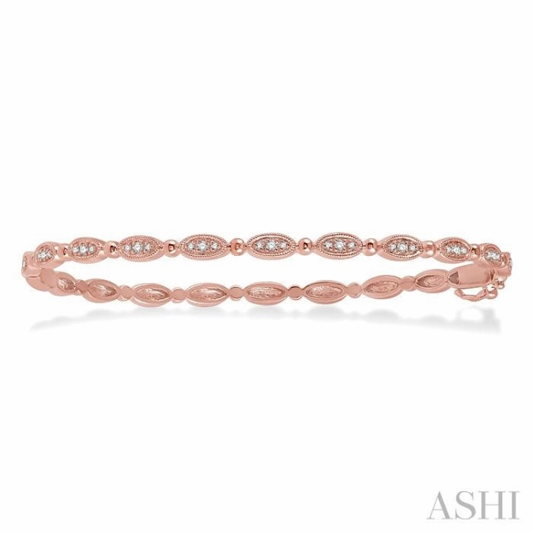 1/4 ctw Oval Mount Round Cut Diamond Stackable Bangle in 14K Rose Gold