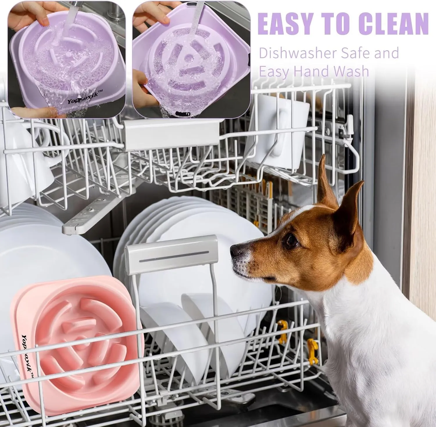 2 Pack Slow Feeder Dog Bowls for Healthy Eating, Non-Slip and Anti-Choking Design, Reduces Bloating & Overeating for Large Dogs, Easy to Clean