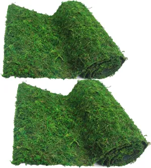 2 Pcs Moss Table Runner Preserved Moss Mat for Crafts Wedding Party Decor 12" x 48" Green Moss Roll for Fairy Gardens Woodland Table Decor Green Grass Wall 30x120cm