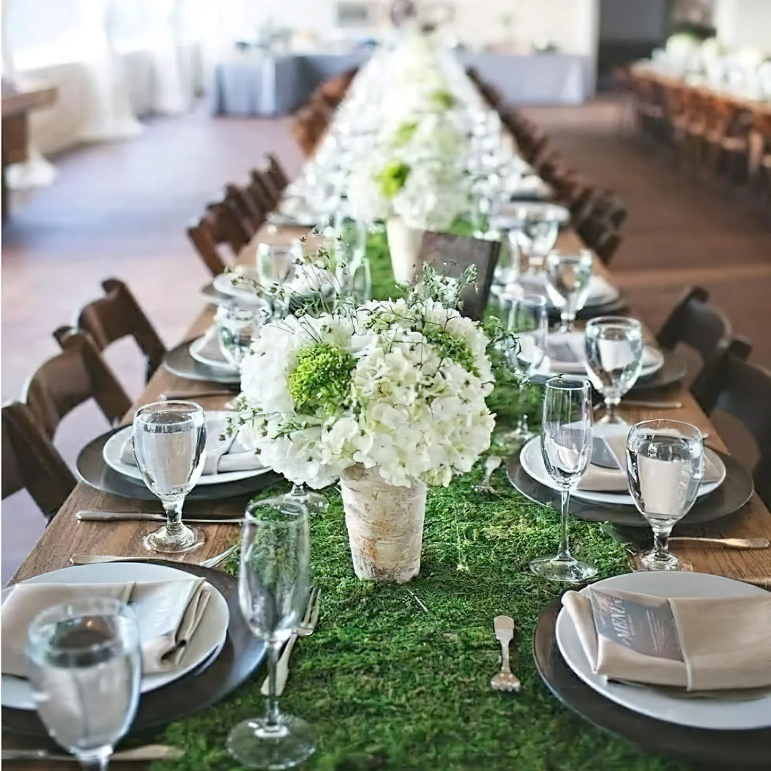 2 Pcs Moss Table Runner Preserved Moss Mat for Crafts Wedding Party Decor 12" x 48" Green Moss Roll for Fairy Gardens Woodland Table Decor Green Grass Wall 30x120cm