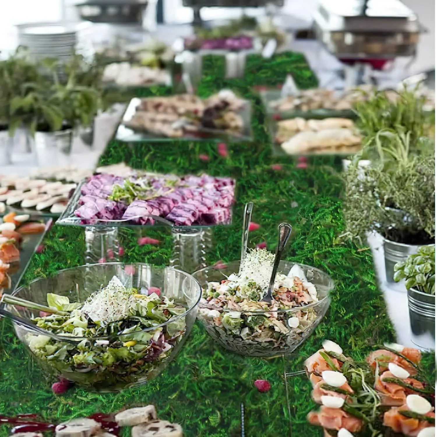 2 Pcs Moss Table Runner Preserved Moss Mat for Crafts Wedding Party Decor 12" x 48" Green Moss Roll for Fairy Gardens Woodland Table Decor Green Grass Wall 30x120cm