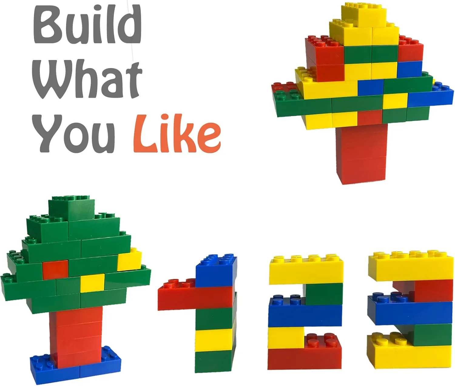 200 Piece Classic Building Bricks, 2x4 Bulk Bricks STEM Creative Building Toys, Red, Yellow, Blue, Green