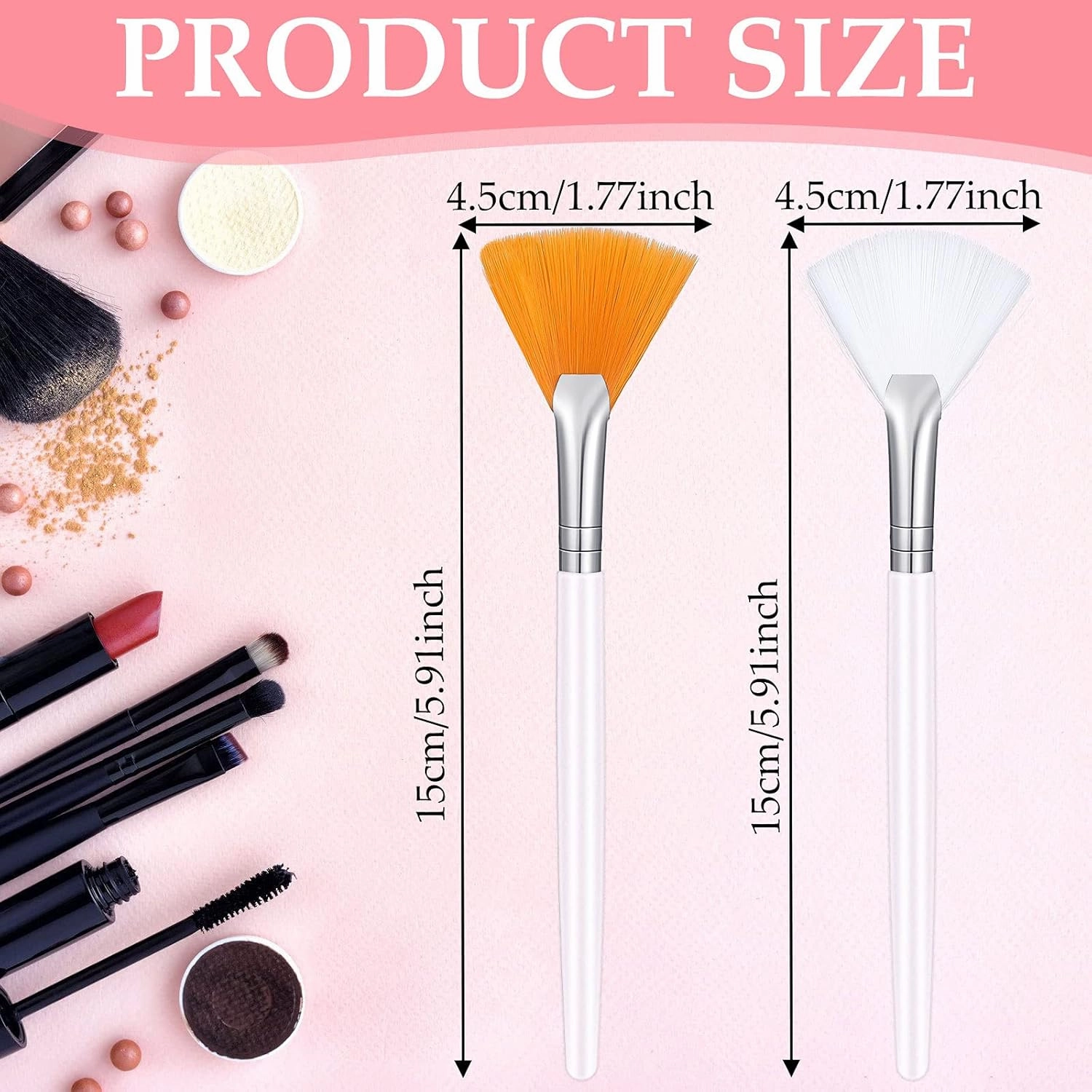 24 Pcs Fan Brush Facial Mask Brush Soft Fan Face Makeup Tools Acid Applicator Esthetician Cosmetic Tools for Mud Clay Mask, Makeup Peel(White, Yellow)