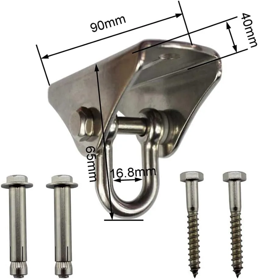 2PCS Heavy Duty Swing Hangers Suspension Hook with Bolt for Ceiling Wooden Playground Porch Indoor Outdoor Seat Yoga Gym(Black)