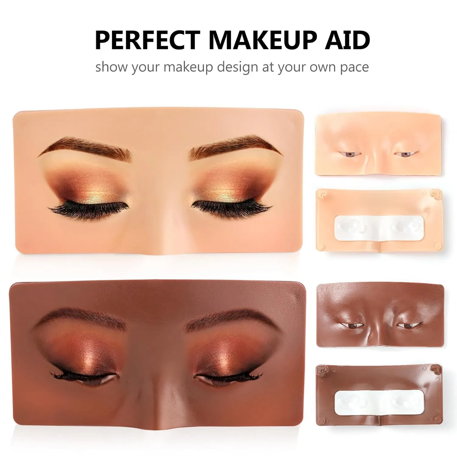 2Pcs Makeup Practice Face Board, 3D Reusable Silicone Makeup Mannequin Face, Perfect Aid for Beginners and Professionals (Black White)