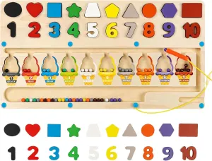 3-in-1 Magnetic Color and Number Maze, Montessori Toy for Kids 3  Year Old, Shape & Number Wooden Puzzle Board, Toddler Fine Motor Skills Preschool Educational Toys, Gifts for Boys Girls