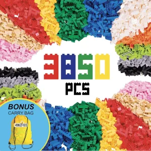 3850 PCS Classic Building Brick Block Set(9 Pounds of Bricks) - Creative Bulk Assortment Toy Building Blocks for Kids, STEM, Classroom, 11 Colors, 100% Compatible with All Major Brands