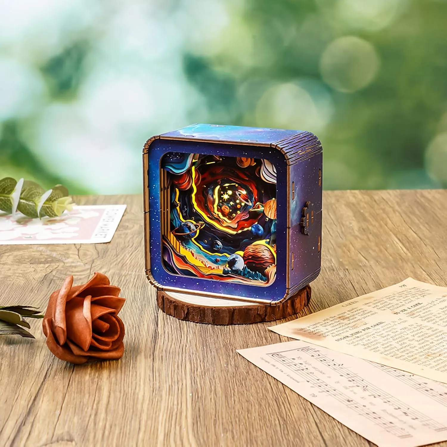 3D Puzzle Nightlight-DIY LED Light 3D Universe Jigsaw Wooden Puzzle-Art Lamp and Craft Kits for Kids and Adults-Birthday Gifts Toys-Home Desk Decor Family Game