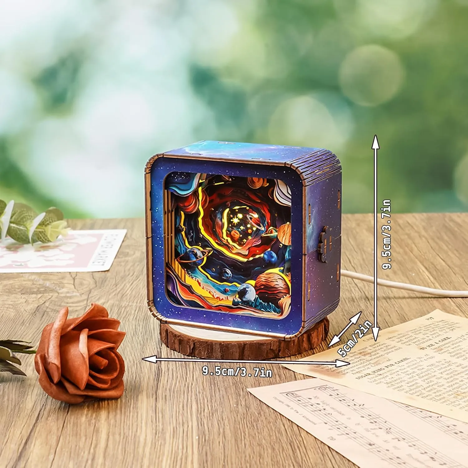 3D Puzzle Nightlight-DIY LED Light 3D Universe Jigsaw Wooden Puzzle-Art Lamp and Craft Kits for Kids and Adults-Birthday Gifts Toys-Home Desk Decor Family Game