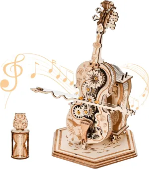 3D Wooden Puzzles for Adults, Wooden Music Box Puzzles, Cello Model Kit, DIY Wood Model Kits, Birthday Present for Adult and 16  Teens
