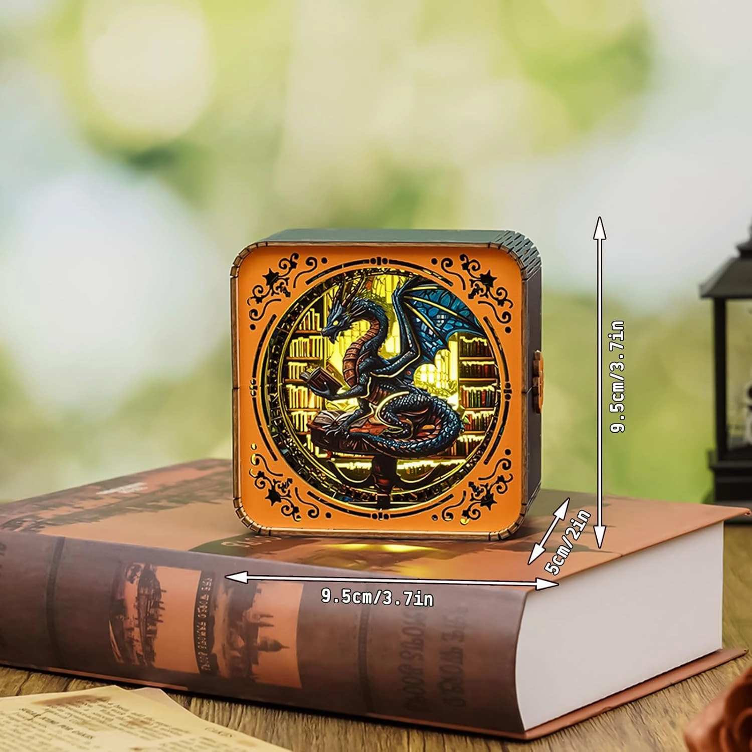 3D Puzzle Nightlight-DIY LED Light 3D Dragon Library Wooden Jigsaw Puzzle-Art Lamp and Craft Kits for Kids and Adults-Birthday Gifts Toys-Home Desk Decor Family Game