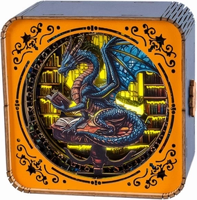 3D Puzzle Nightlight-DIY LED Light 3D Dragon Library Wooden Jigsaw Puzzle-Art Lamp and Craft Kits for Kids and Adults-Birthday Gifts Toys-Home Desk Decor Family Game