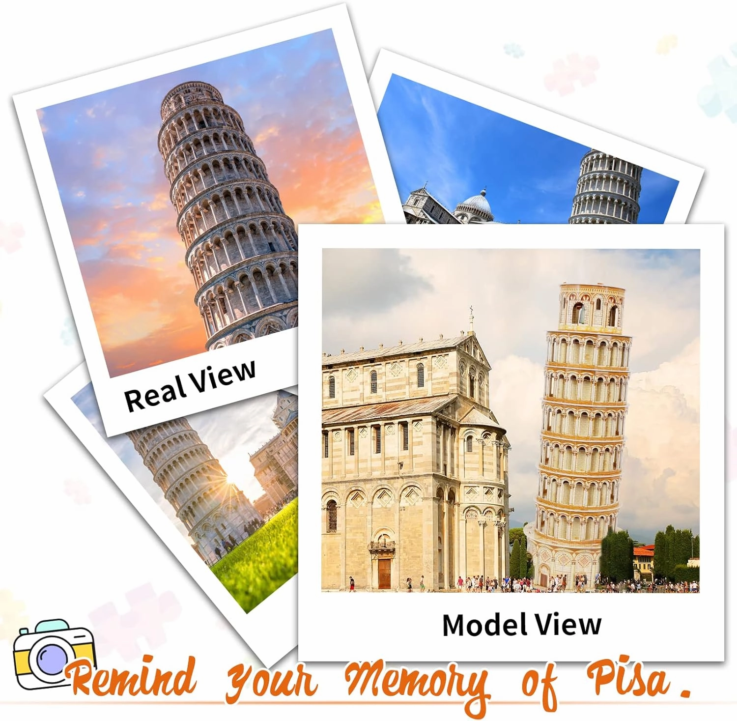 3D Puzzles for Adults & Kids, Exquisite Leaning Tower of Pisa City Large Architecture Building Model Kit, 3D Jigsaw Craft Kits STEM Educational Toys Birthday for Boys Girls Ages 10  Home Decor, 70 PCS