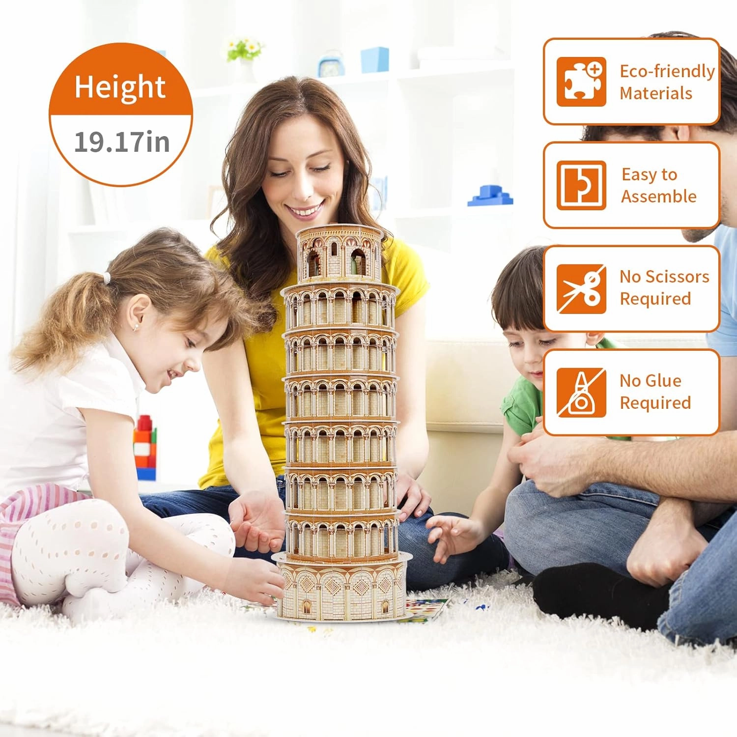 3D Puzzles for Adults & Kids, Exquisite Leaning Tower of Pisa City Large Architecture Building Model Kit, 3D Jigsaw Craft Kits STEM Educational Toys Birthday for Boys Girls Ages 10  Home Decor, 70 PCS
