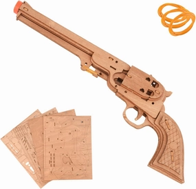 3D Puzzles for Adults, Wooden 3D Puzzle Model Rubber Bands Gun Toys Building Kits, DIY Wood Crafts Cool Toy Hobbies for Men Women, Creative Assembly Gifts (M97)
