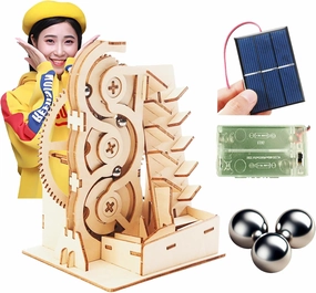 3D Wooden Puzzle Marble Track Construction Kit Solar Powered STEM Toy for Kids Ages 8-13,Creative and Educational Marble Runs with Multiple Tracks, for Boys and Girls Building Toys