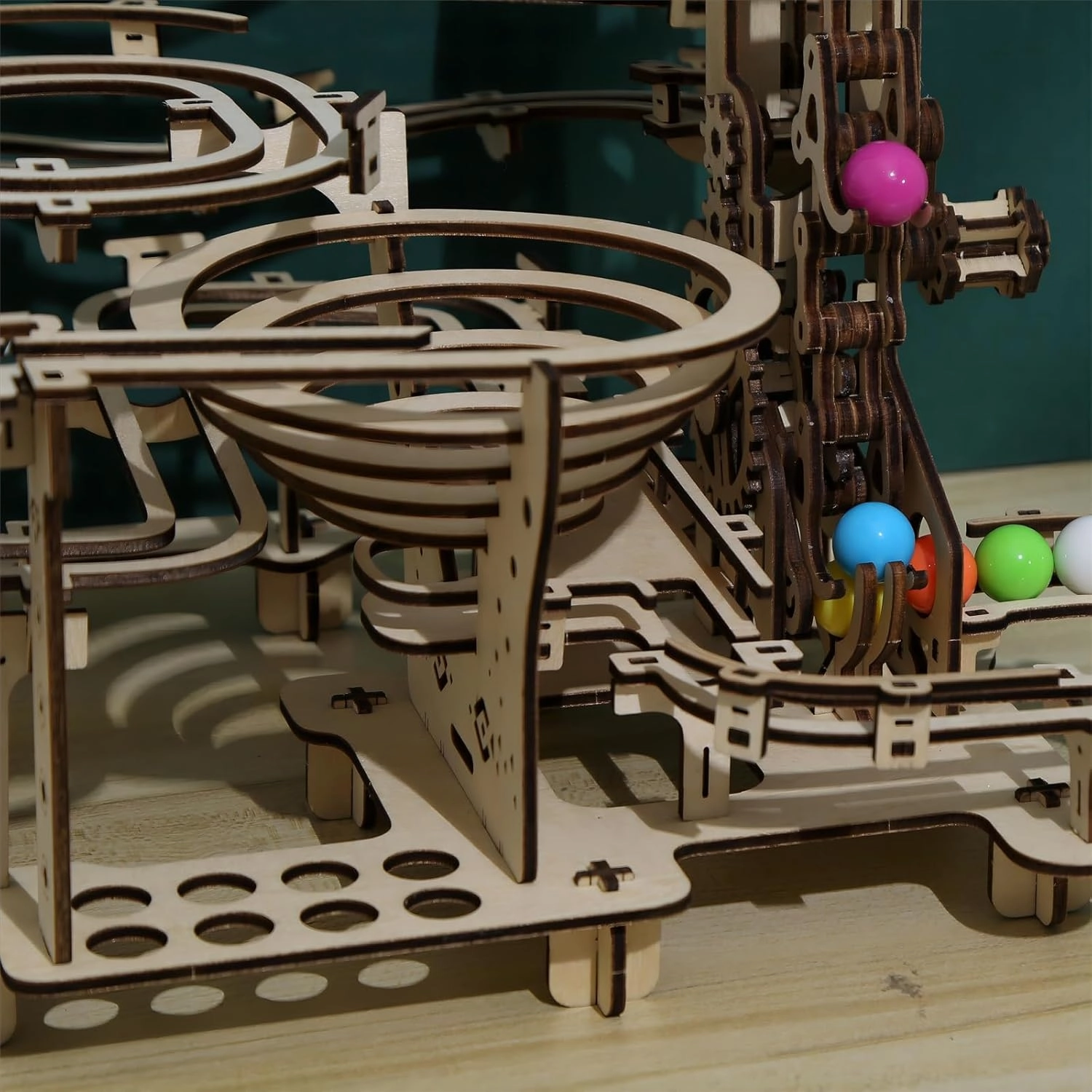 3D Wooden Puzzles Marble Run Set - Time Traveler Mechanical Model Kits with Motor, Brainteaser and Puzzle for Christmas/Birthday,Gifts for Adults and Teens to Build Combination