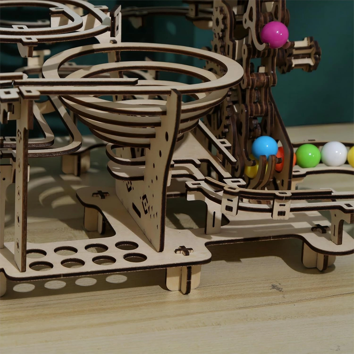 3D Wooden Puzzles Marble Run Set - Time Traveler Mechanical Model Kits with Motor, Brainteaser and Puzzle for Christmas/Birthday,Gifts for Adults and Teens to Build Combination