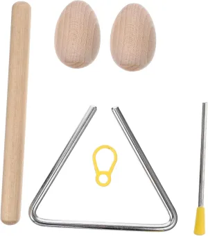 3pcs Boys and Girls Music Instrument Set Steel Triangle Hand Percussion Striker for Rhythm Education