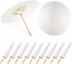 4/9/18/36 Pack 33 Inch White Paper Umbrellas Vintage Chinese Japanese Parasol Oiled DIY Painting Craft Decorative Umbrellas for Weddings Photography Bridal Showers Party Decor