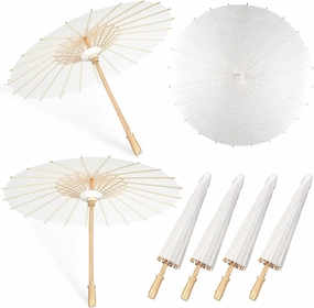4/9/18/36 Pack 33 Inch White Paper Umbrellas Vintage Chinese Japanese Parasol Oiled DIY Painting Craft Decorative Umbrellas for Weddings Photography Bridal Showers Party Decor