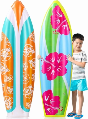 4 Pcs Inflatable Surf Board 36 Inch Inflatable Pool Floats Luau Hawaiian Party Decorations Tropical Flower Blow up Surfboard for Wall Beach Party Decorations