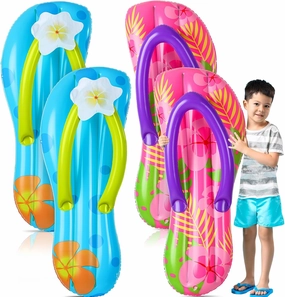 4 Pcs Slippers Inflatable Surf Board 36 Inch Inflatable Pool Floats Luau Hawaiian Party Decorations Tropical Slippers Blow up Surfboard for Wall Beach Party Decorations