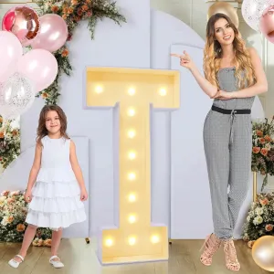 4ft Marquee for Letters T, Large Light up Letters, Multifunctional Large Marquee for Letters 4 Feet Tall for Party Decorations, Letter Balloons, Wedding Decor, Proposal Decorations (Letters T)