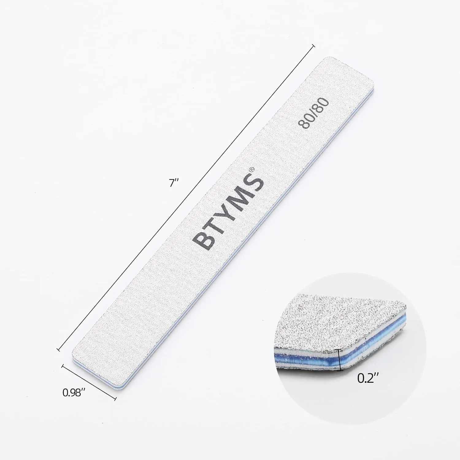 50 Count Rectangle Nail Files for Acrylic Nails, 80 Grit Coarse Nail File Reusable Emery Boards Manicure Tools