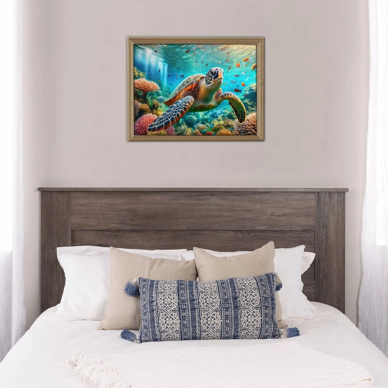 500 Pcs Wooden Jigsaw for Adults, See Vibrant Sea Turtles Swimming Through Reefs and Colorful Fish,Creative Activity Hobbies，Stress Relief,Brainstorming，Forget The Troubles of Life
