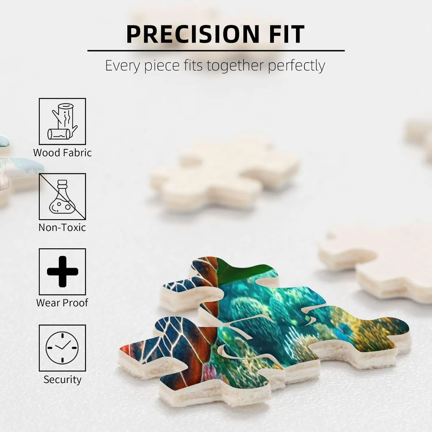 500 Pcs Wooden Jigsaw for Adults, See Vibrant Sea Turtles Swimming Through Reefs and Colorful Fish,Creative Activity Hobbies，Stress Relief,Brainstorming，Forget The Troubles of Life
