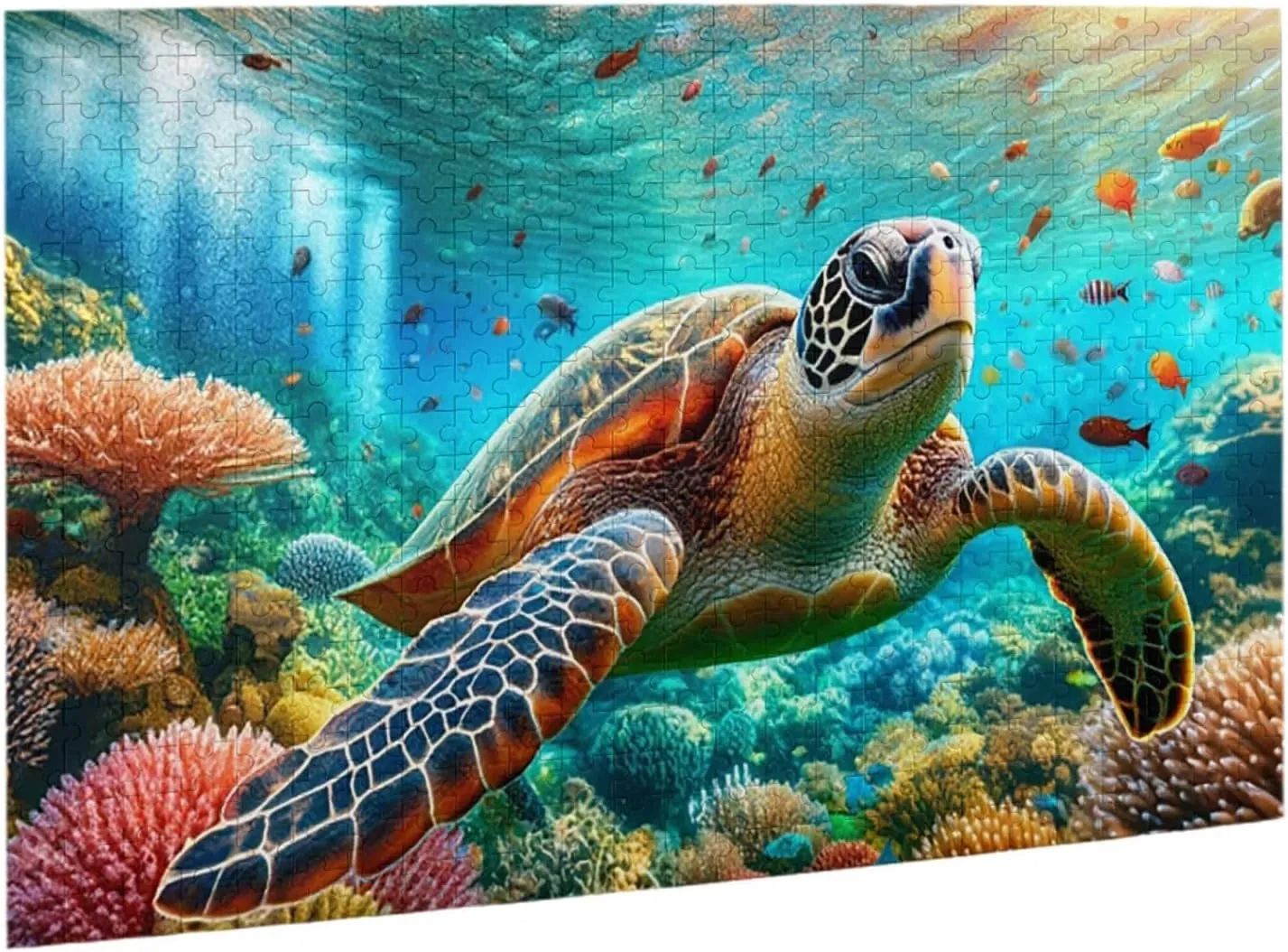 500 Pcs Wooden Jigsaw for Adults, See Vibrant Sea Turtles Swimming Through Reefs and Colorful Fish,Creative Activity Hobbies，Stress Relief,Brainstorming，Forget The Troubles of Life