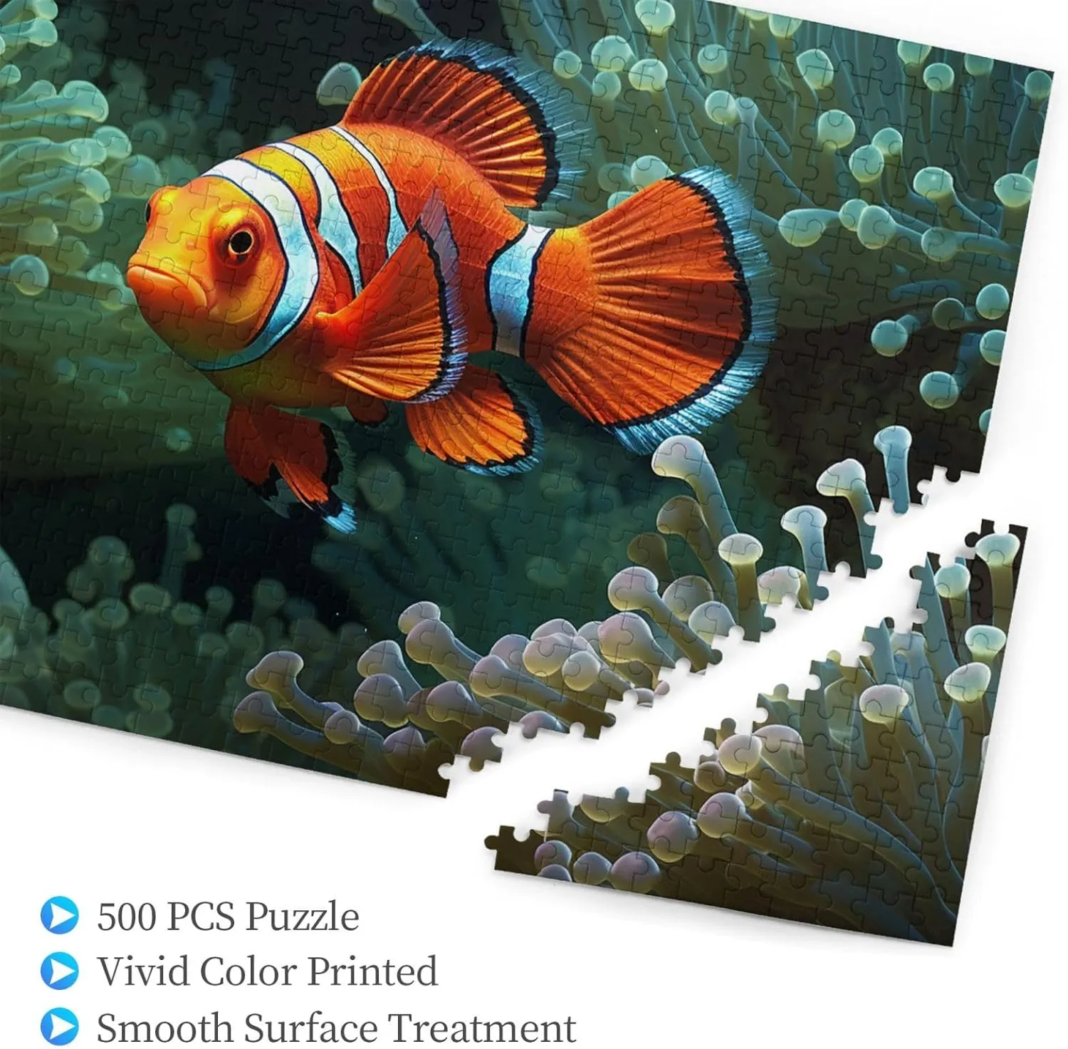 500 Piece Jigsaw Puzzle for Adults Challenging Puzzle for Game Nights Gifts Personalized Picture Puzzle Fish Background Custom Wood Puzzle for Family, Finished Size 20.4"x15"
