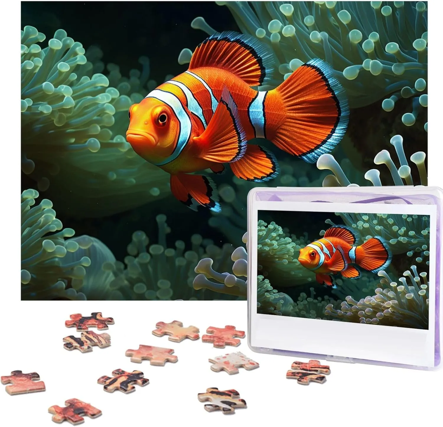 500 Piece Jigsaw Puzzle for Adults Challenging Puzzle for Game Nights Gifts Personalized Picture Puzzle Fish Background Custom Wood Puzzle for Family, Finished Size 20.4"x15"