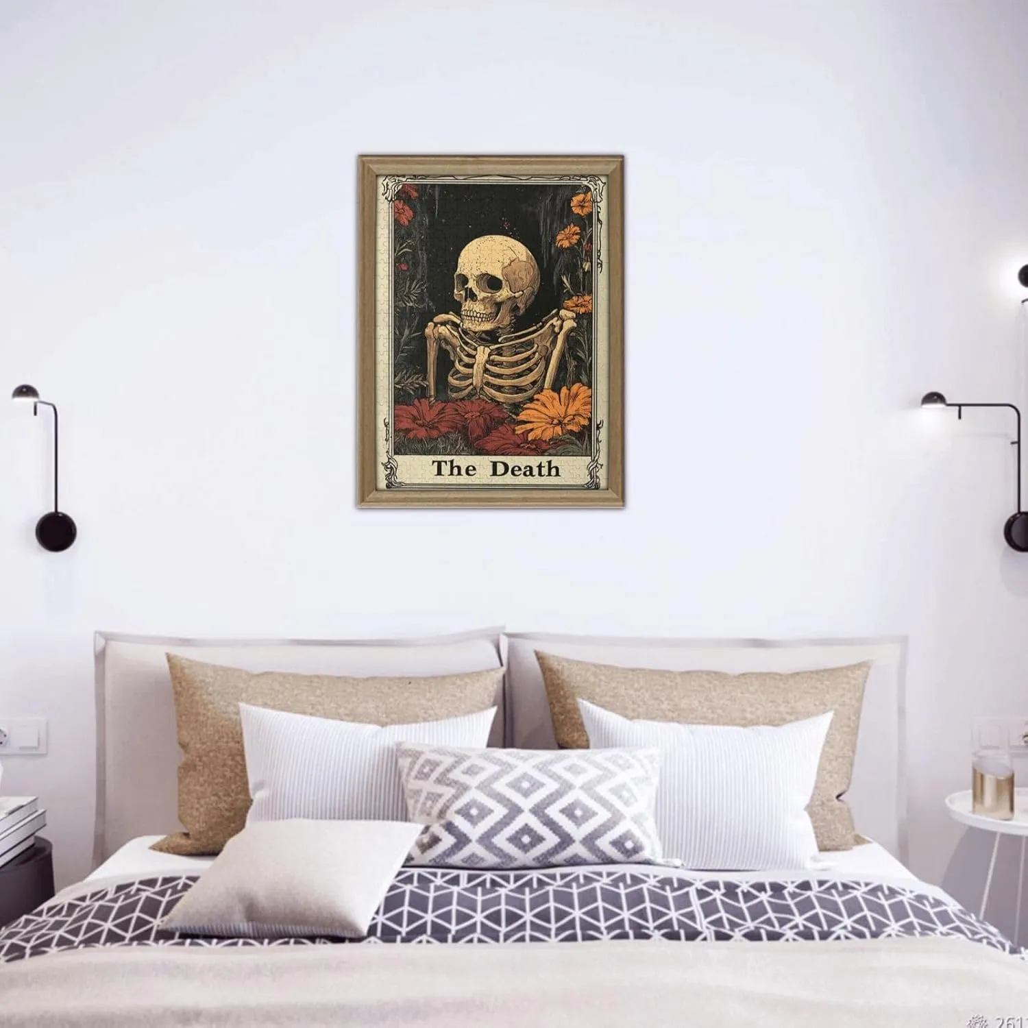 500 Piece Wooden Puzzle for Adults,Skeletal Tarot Card with Intricate Death Symbolism,Brain Training Challenge,Stress Relief Activity,Gothic Divination Artwork,Eco-Friendly Pieces